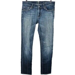 7 For All Mankind Straight Leg Denim Jeans sz 27 * 7FAM Medium Faded Wash Seven